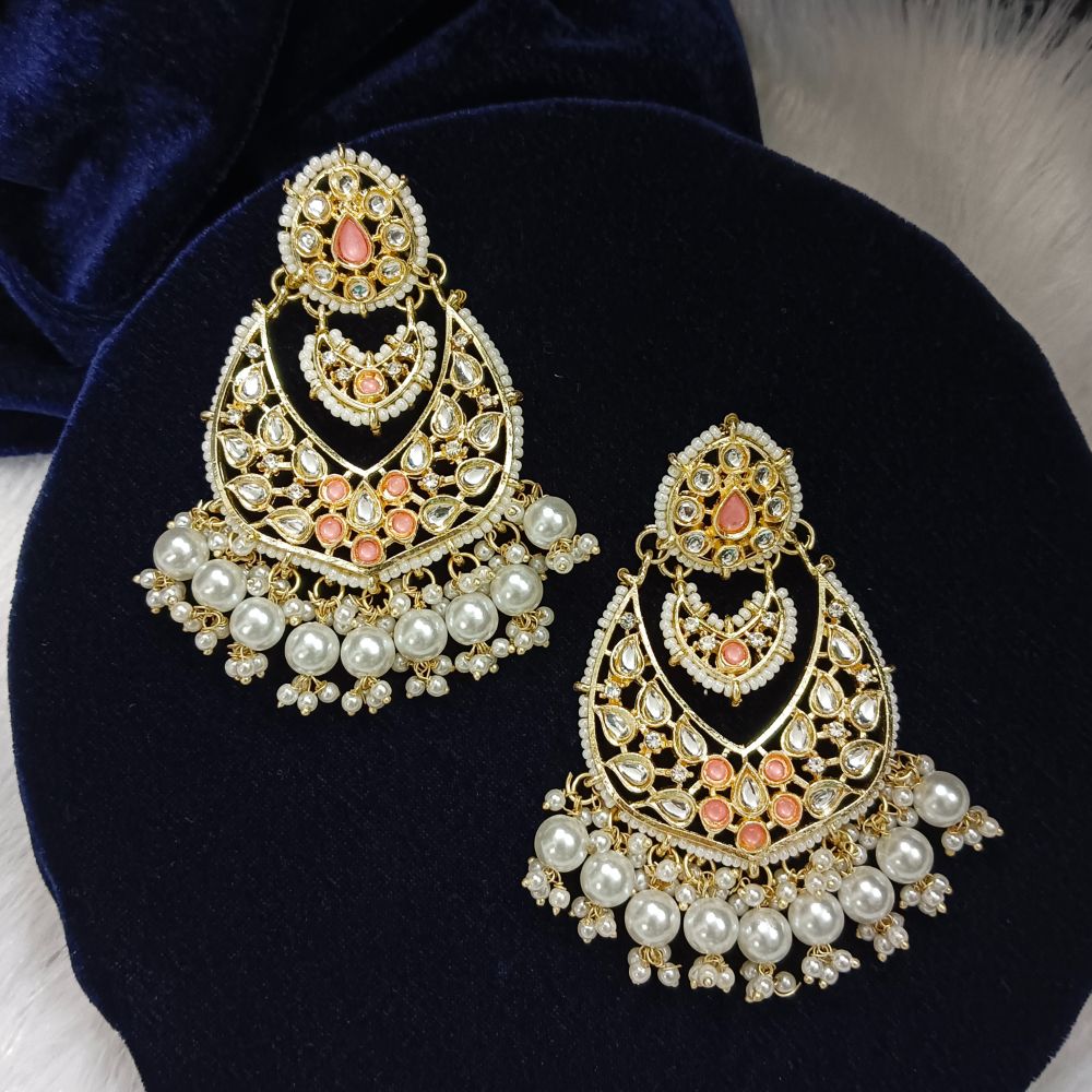 Bhavi Jewels Kundan Stone Gold Plated Dangler Earrings