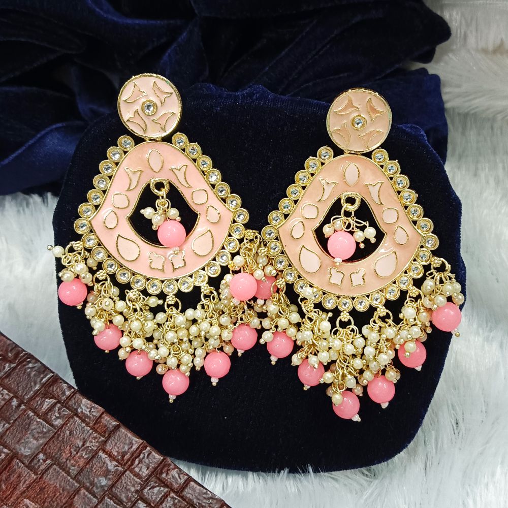 Bhavi Jewels Meenakari & Beads Gold Plated Dangler Earrings