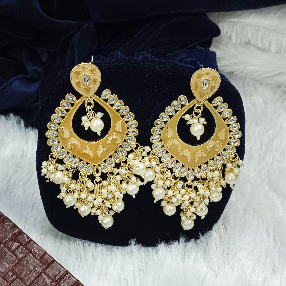 Bhavi Jewels Kundan Stone Gold Plated Dangler Earrings