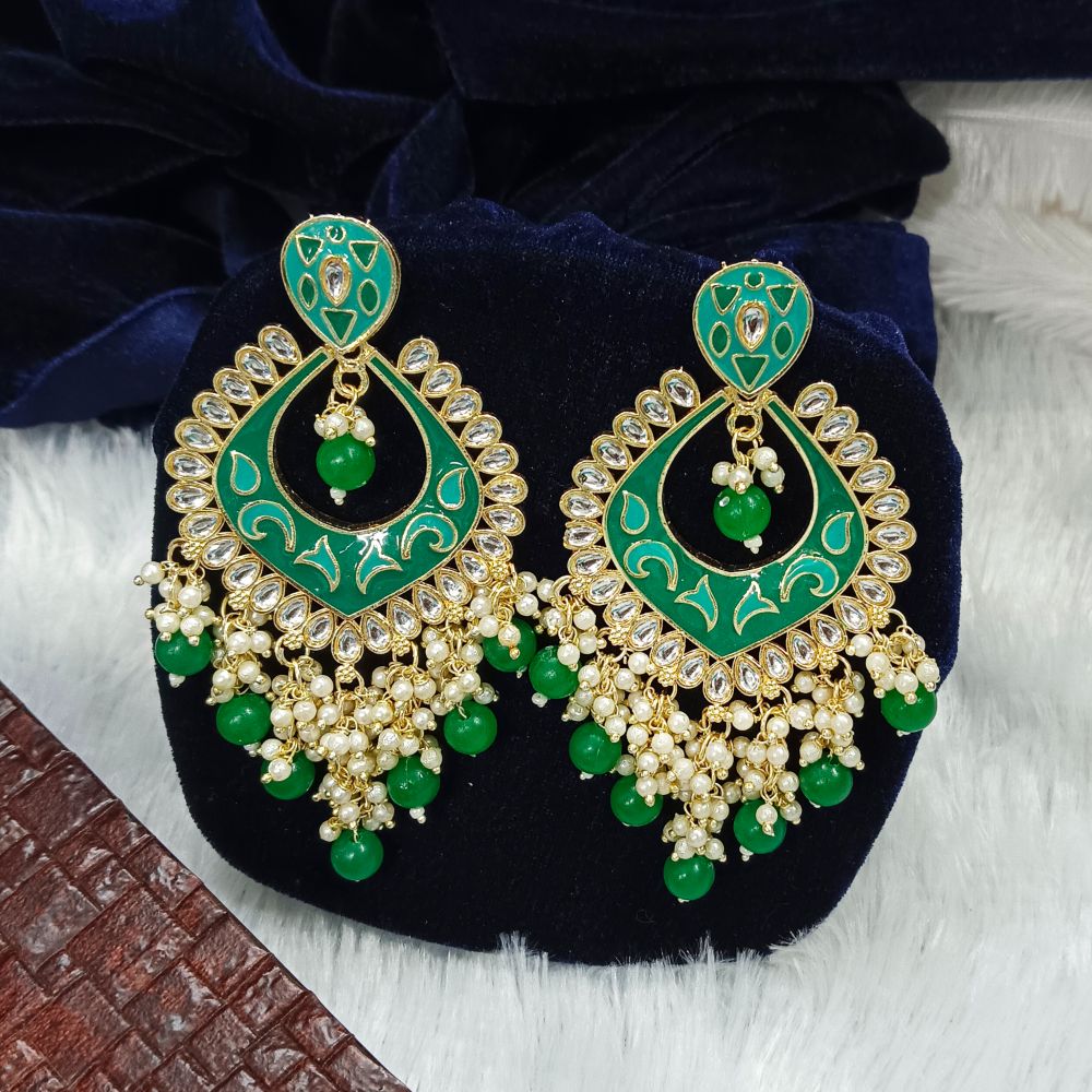 Bhavi Jewels Kundan Stone Gold Plated Dangler Earrings