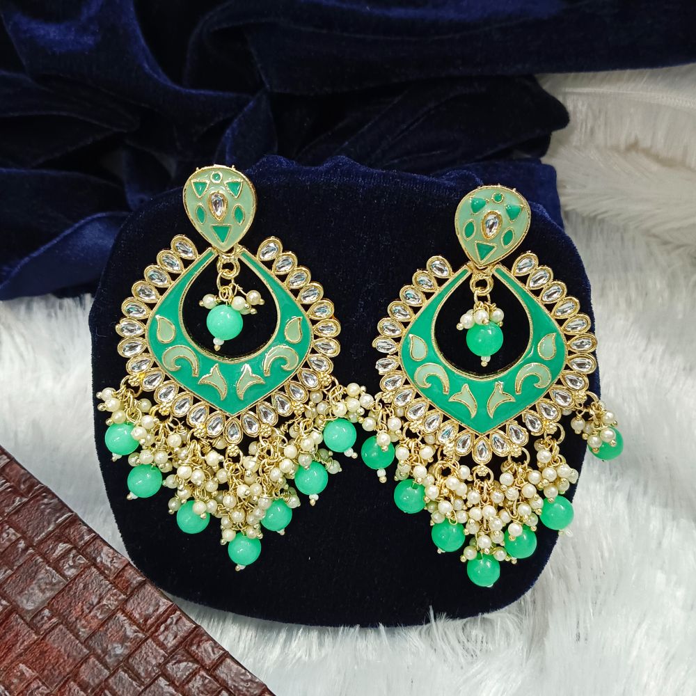 Bhavi Jewels Kundan Stone Gold Plated Dangler Earrings