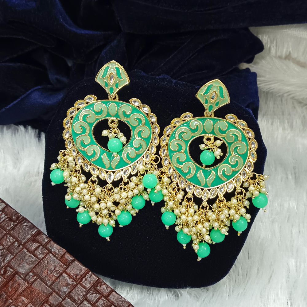 Bhavi Jewels Kundan Stone Gold Plated Dangler Earrings