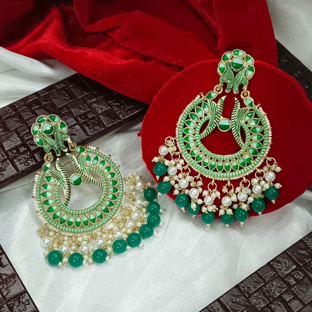 Bhavi Jewels Meenaakri & Beads Gold Plated Dangler Earrings