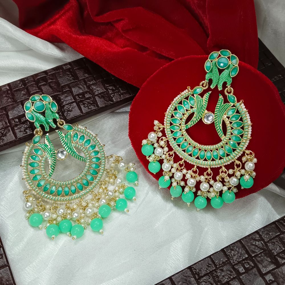 Bhavi Jewels Meenaakri & Beads Gold Plated Dangler Earrings