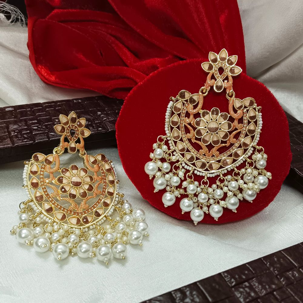 Bhavi Jewels Meenaakri & Beads Gold Plated Dangler Earrings