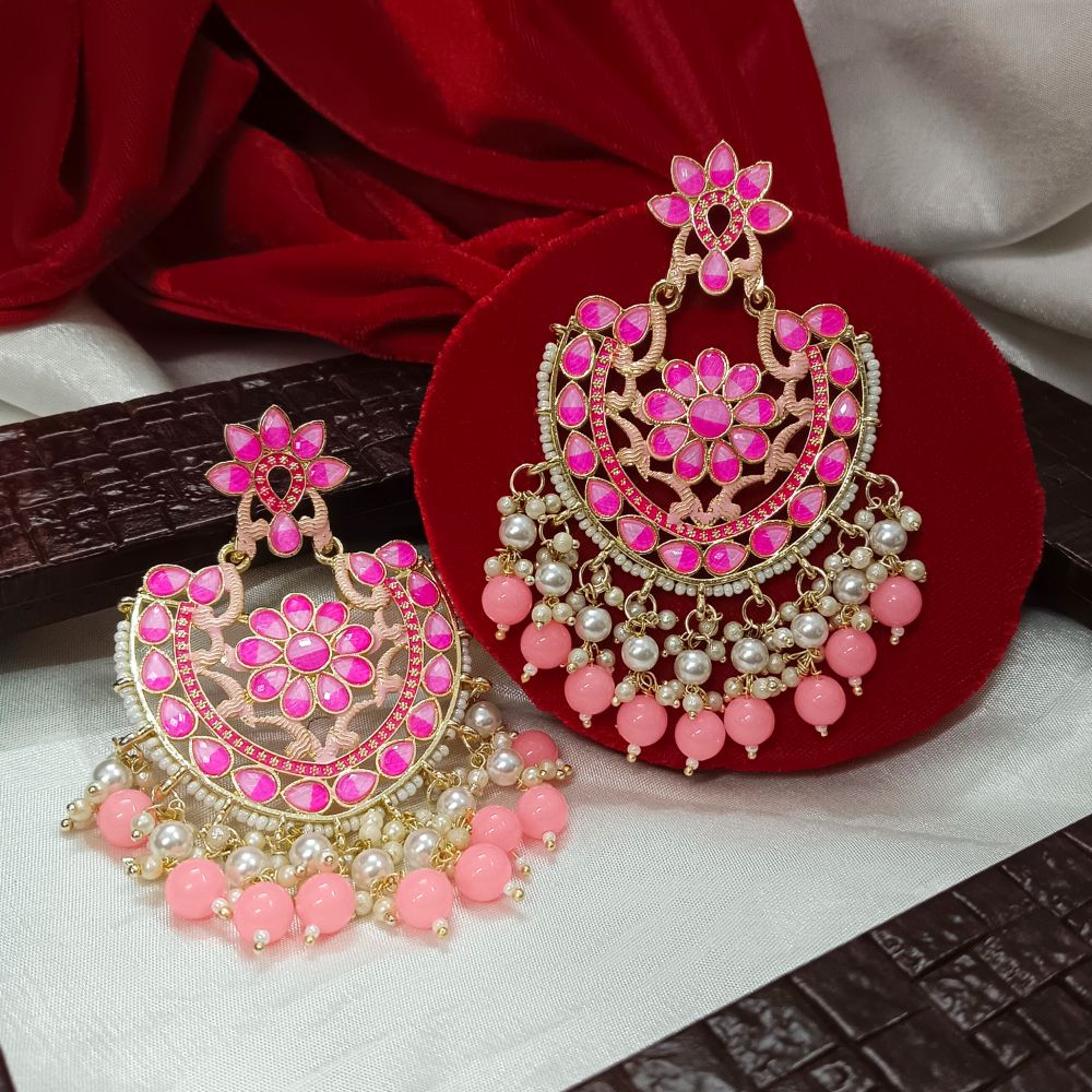 Bhavi Jewels Meenaakri & Beads Gold Plated Dangler Earrings