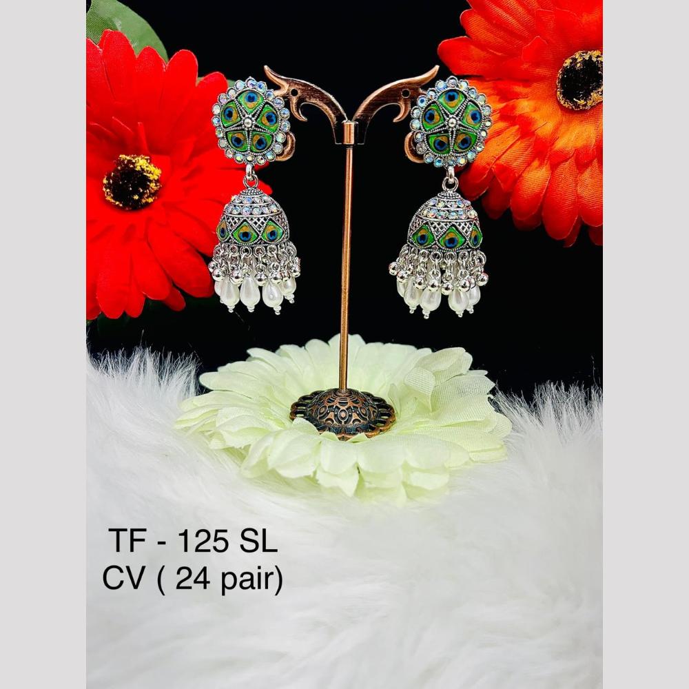 VM Imitation Oxidised Plated Jhumki Earrings