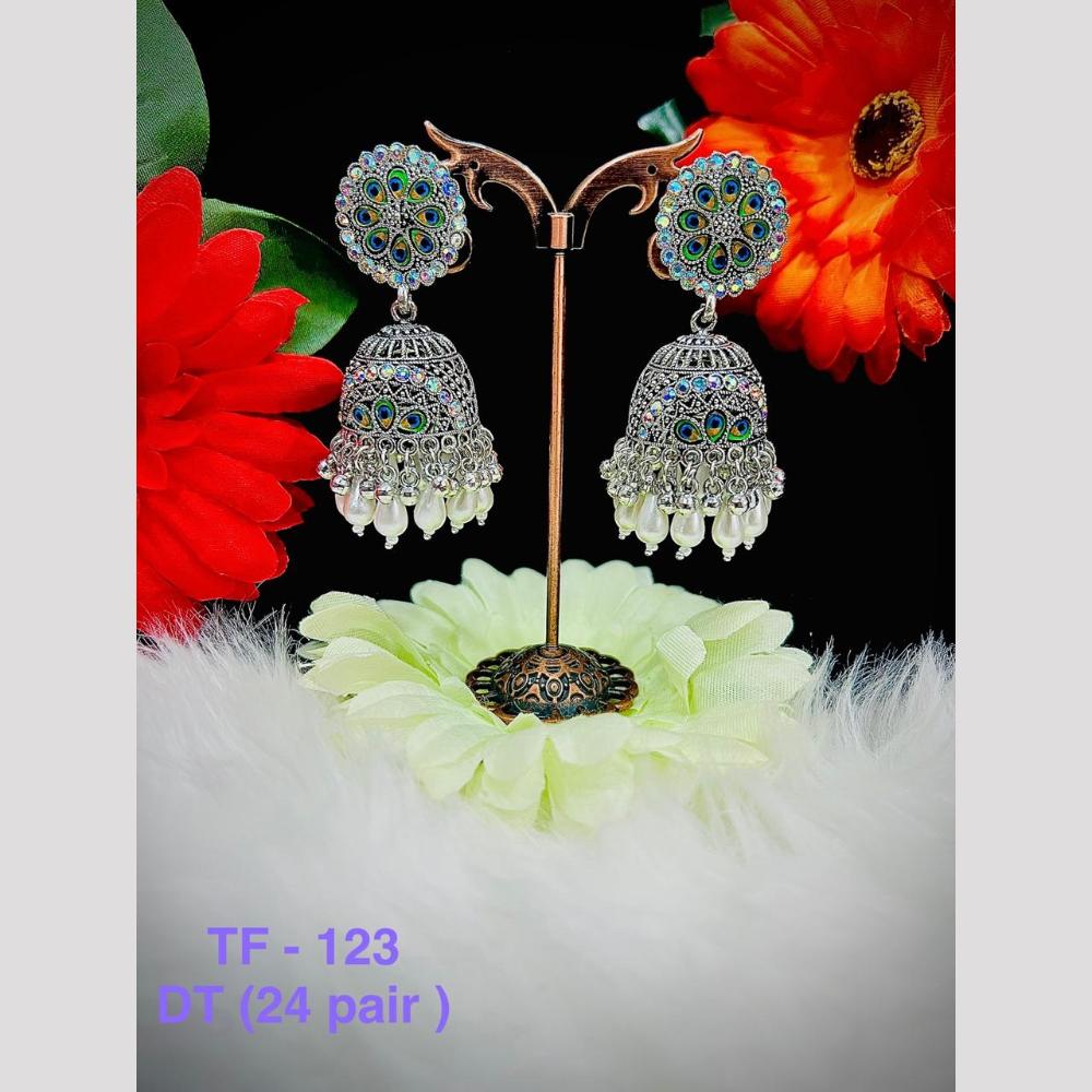 VM Imitation Oxidised Plated Jhumki Earrings
