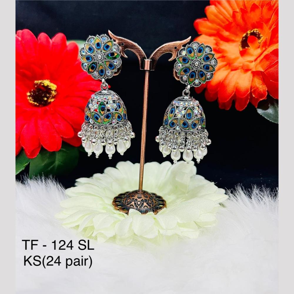 VM Imitation Oxidised Plated Jhumki Earrings