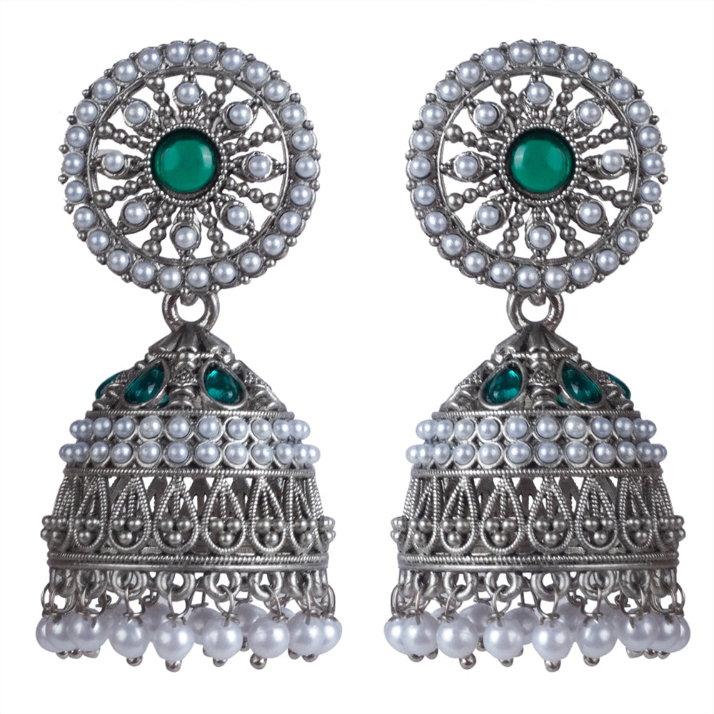 Wearhouse Fashion Pearl & Kundan Stone Jhumki Earrings