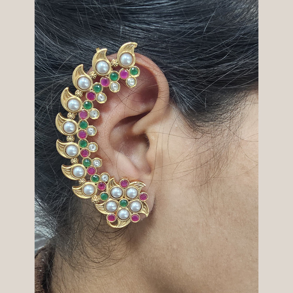 Wearhouse Fashion Pearl & Pota Stone Ear Cuff