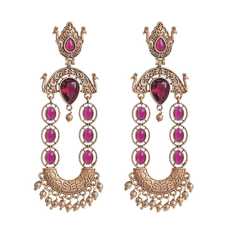 Wearhouse Fashion Gold Plated Kundan Stone Dangler Earrings