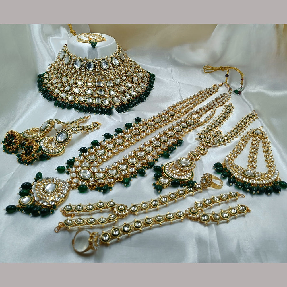 Gehana Mahal Gold Plated Kundan Stone And Pearls Bridal Set