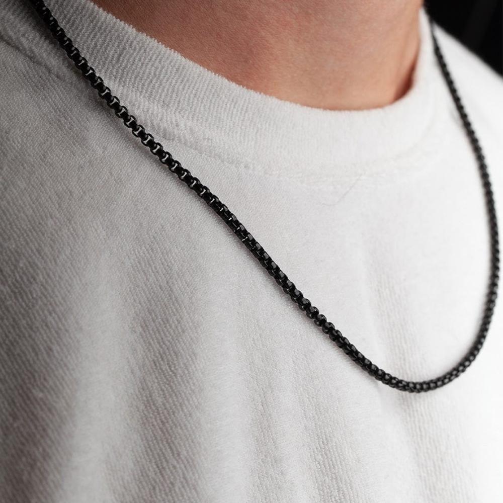 Mahi Black Silver Exclusive Box Chain for Men and Boys