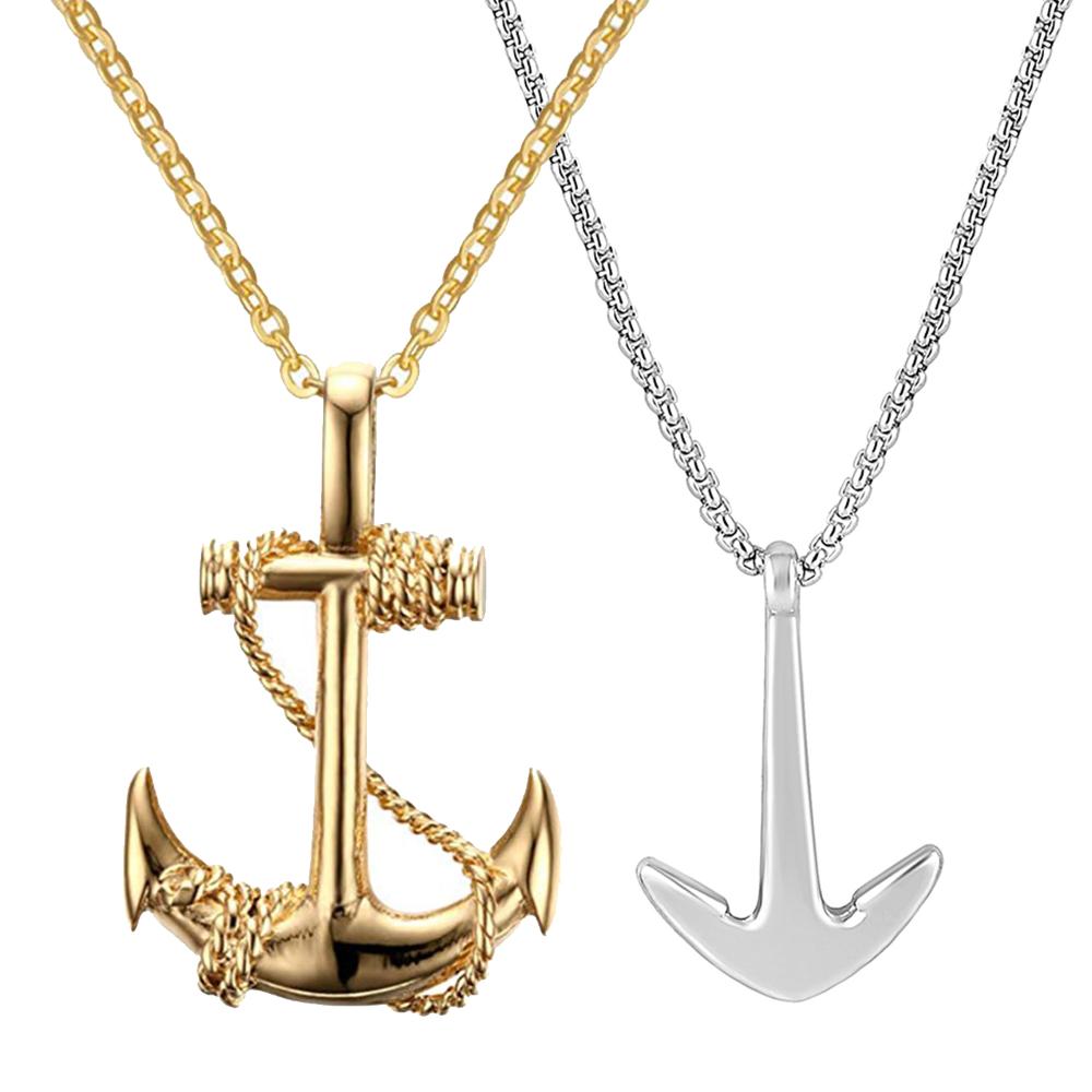 Mahi Combo Unisex Ship Anchor Necklace Pendant with Box Chain