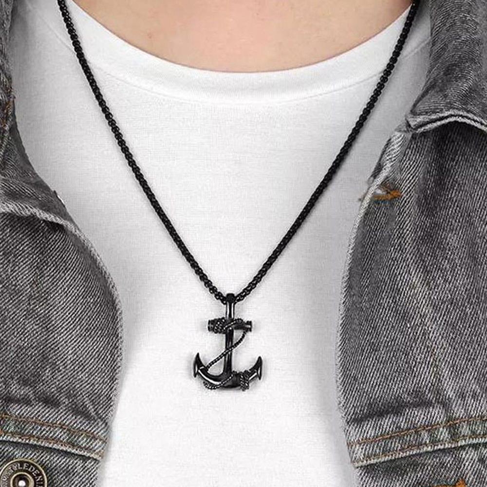 Mahi Combo Unisex Ship Anchor Necklace Pendant with Box Chain