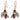 Mahi Red and Blue Meenakari Work and Crystals Floral Earrings