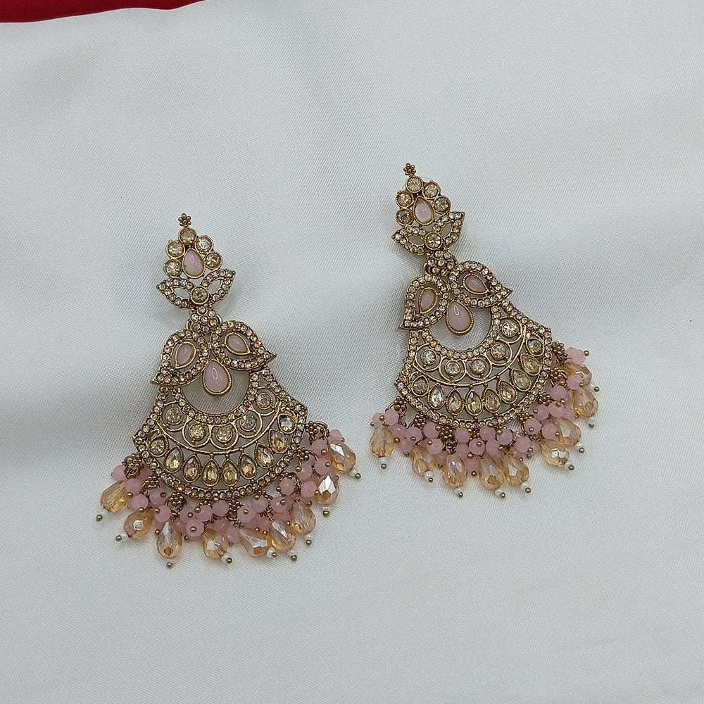 Lucentarts Jewellery Gold Plated Crystal Stone And Pearls Dangler Earrings