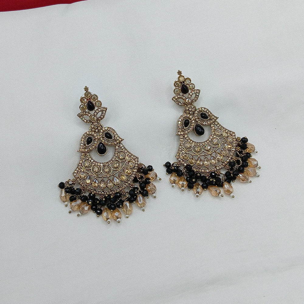 Lucentarts Jewellery Gold Plated Crystal Stone And Pearls Dangler Earrings