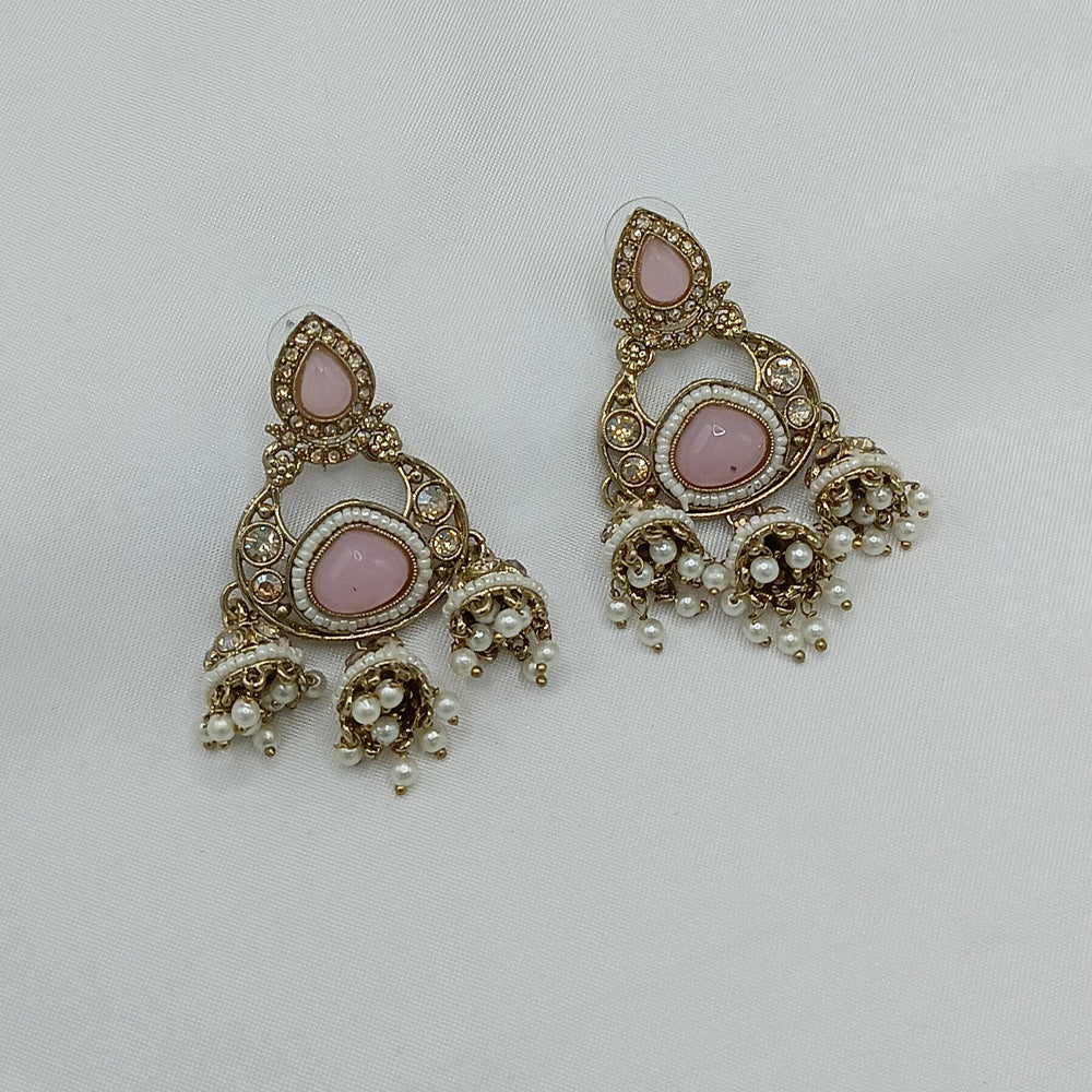 Lucentarts Jewellery Gold Plated Crystal Stone And Pearls Dangler Earrings