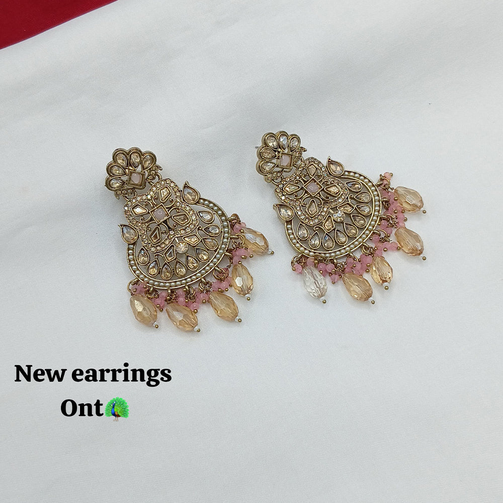 Lucentarts Jewellery Gold Plated Crystal Stone Dangler Earrings