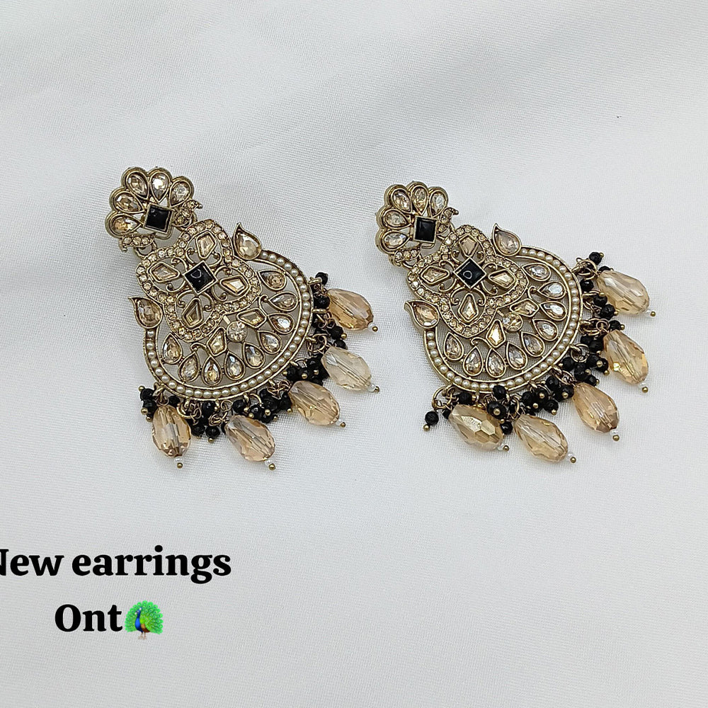 Lucentarts Jewellery Gold Plated Crystal Stone Dangler Earrings