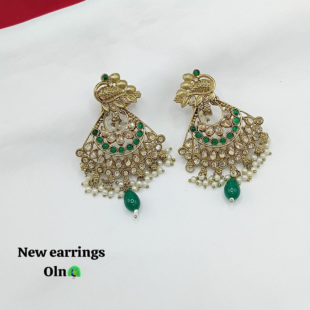 Lucentarts Jewellery Gold Plated Crystal Stone Dangler Earrings