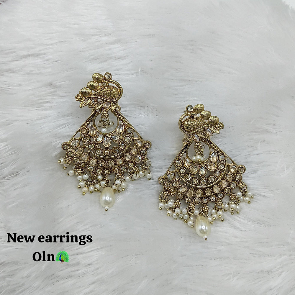 Lucentarts Jewellery Gold Plated Crystal Stone Dangler Earrings
