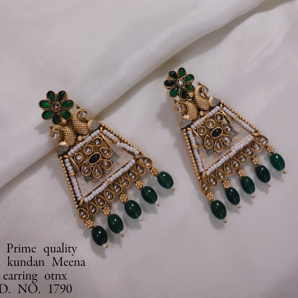 Lucentarts Jewellery Gold Plated Kundan Stone Dangler Earrings