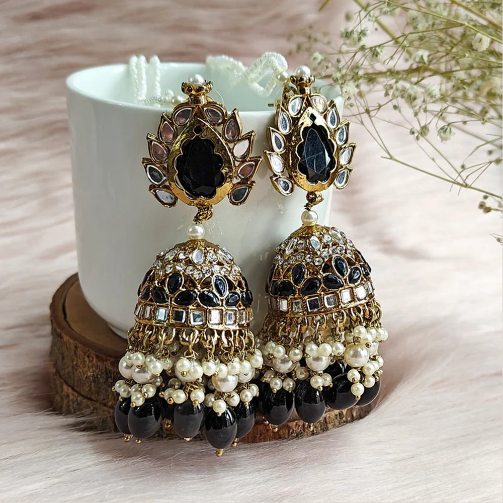 Lucentarts Jewellery Gold Plated Kundan Stone Jhumkis Earrings