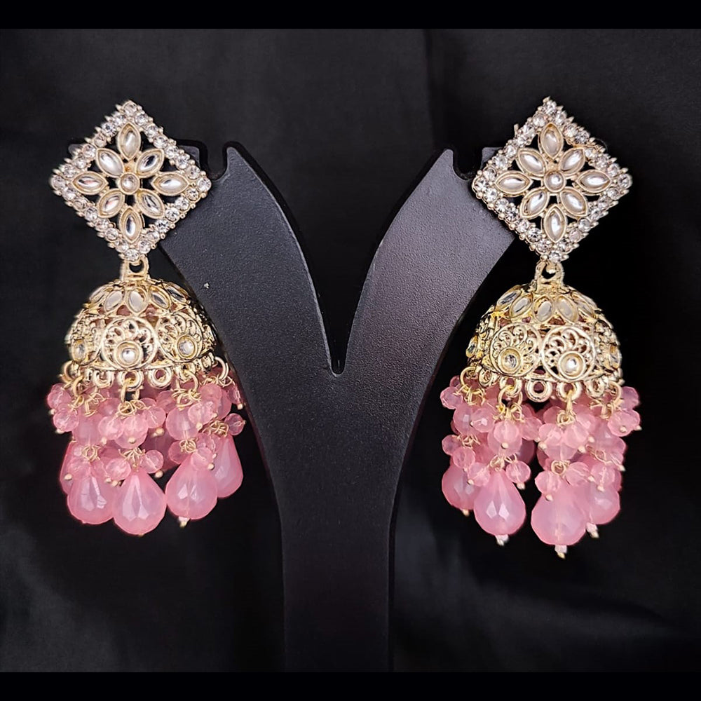Lucentarts Jewellery Gold Plated Kundan Stone Jhumkis Earrings