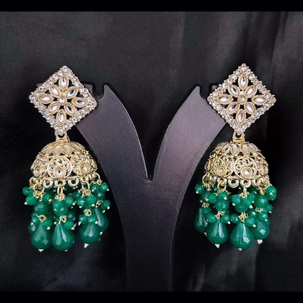 Lucentarts Jewellery Gold Plated Kundan Stone Jhumkis Earrings