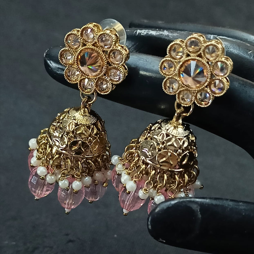 Lucentarts Jewellery Gold Plated Crystal  Stone Jhumkis Earrings