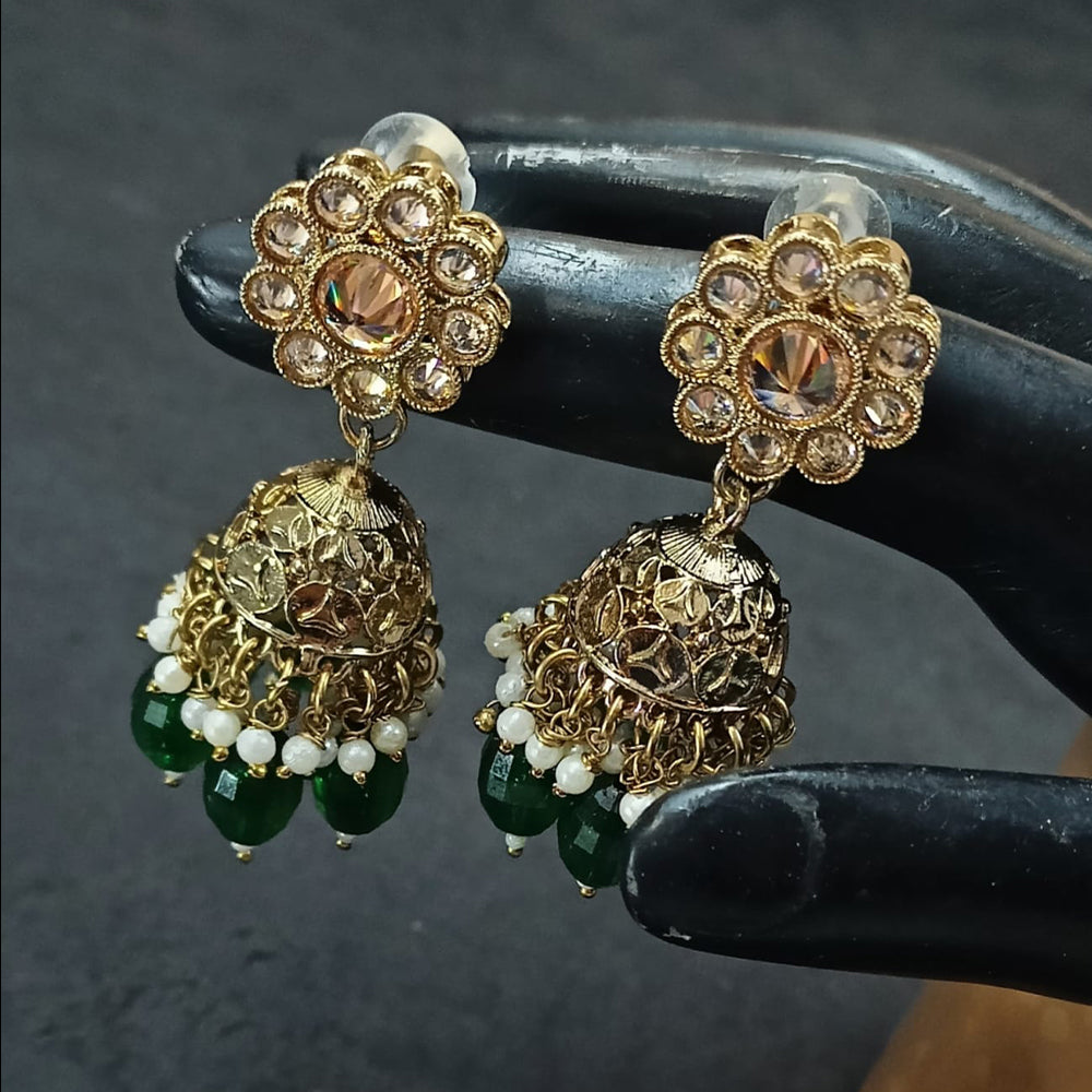 Lucentarts Jewellery Gold Plated Crystal  Stone Jhumkis Earrings