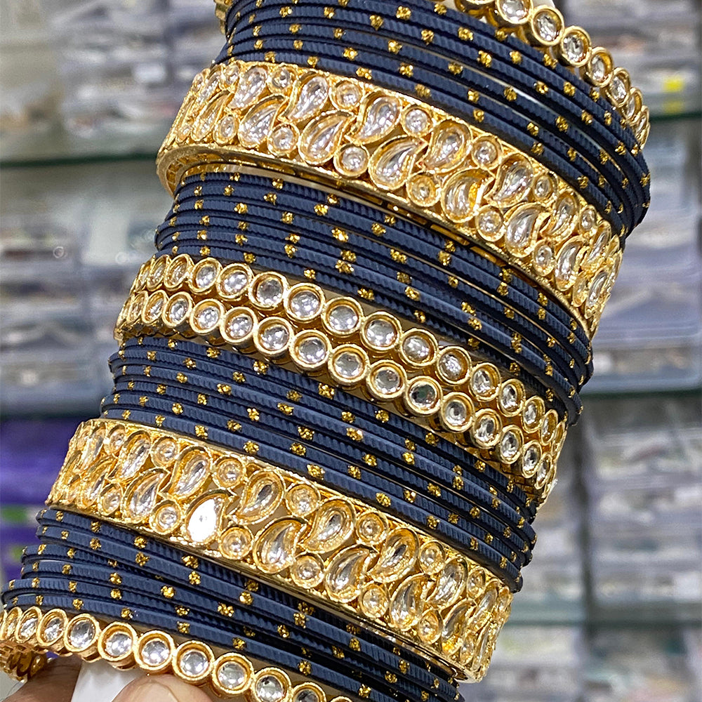 Hira Collection Teeyani Kundan Stone Bangles Set