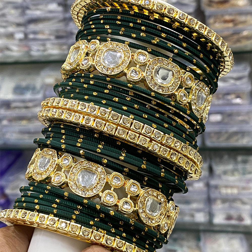 Hira Collection Uncut Kundan Stone Bangles Set