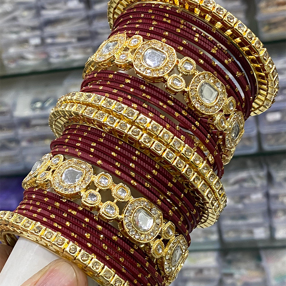 Hira Collection Uncut Kundan Stone Bangles Set