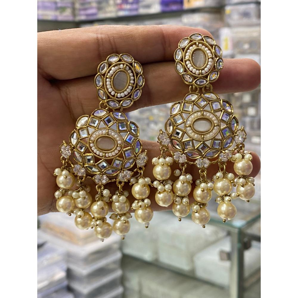 Hira Collection Transparent Kundan Dangler Earrings