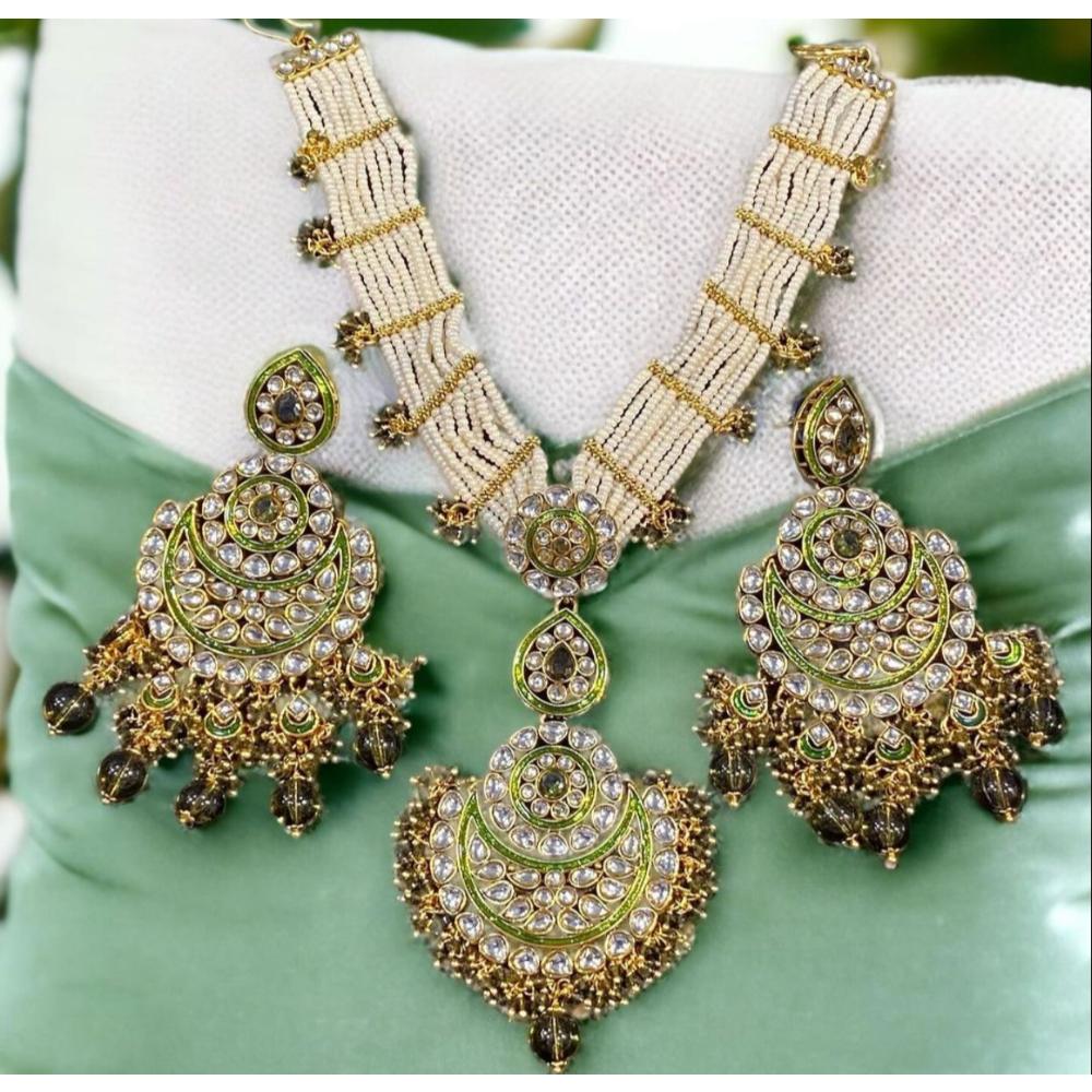 Hira Collection Gold Plated Kundan Necklace Set With