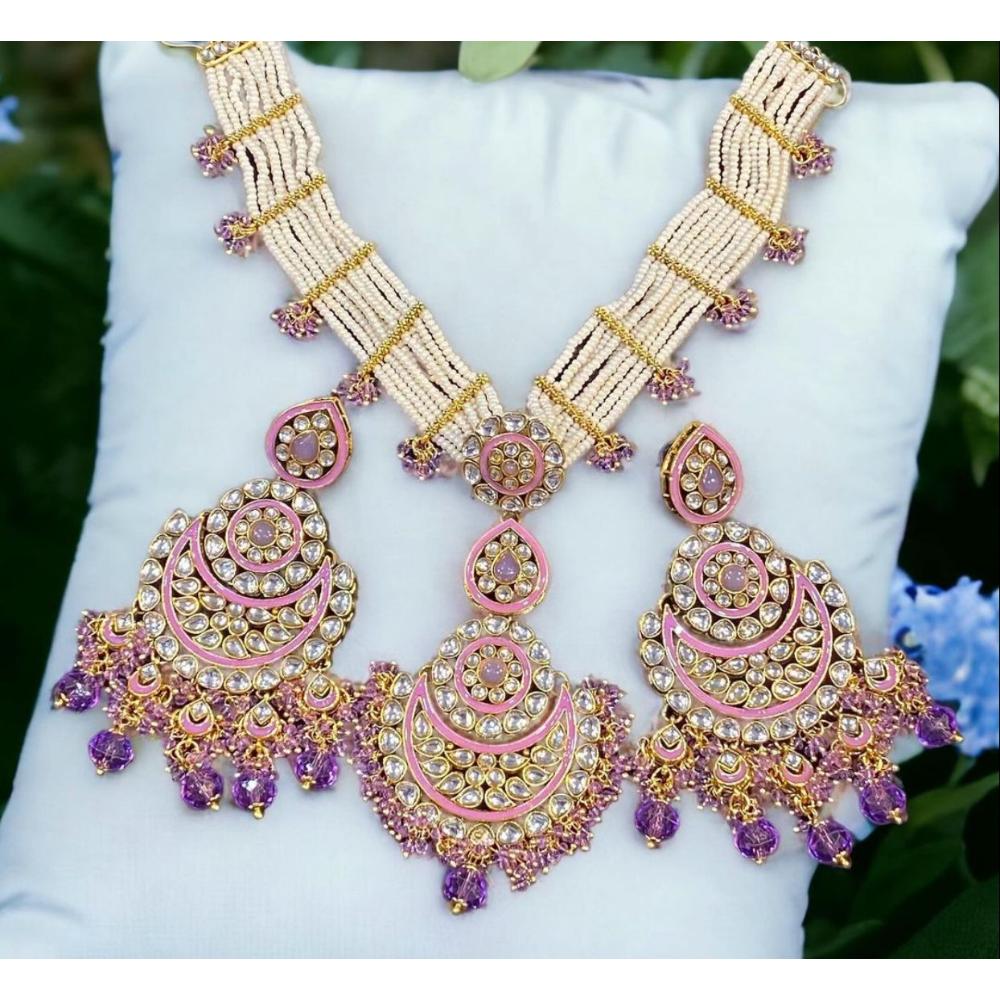 Hira Collection Gold Plated Kundan Necklace Set With