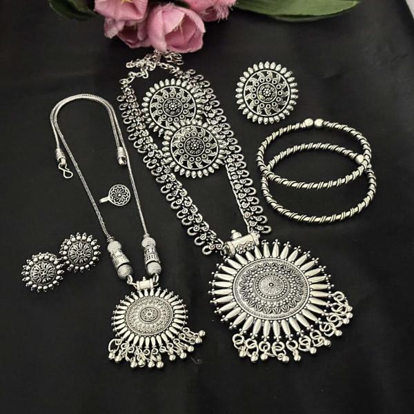 Hira Collection Oxidised Plated Combo Set