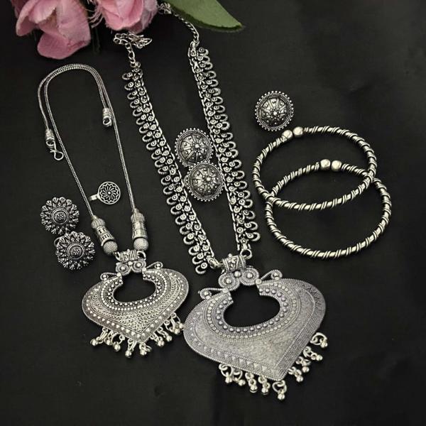 Hira Collection Oxidised Plated Combo Set