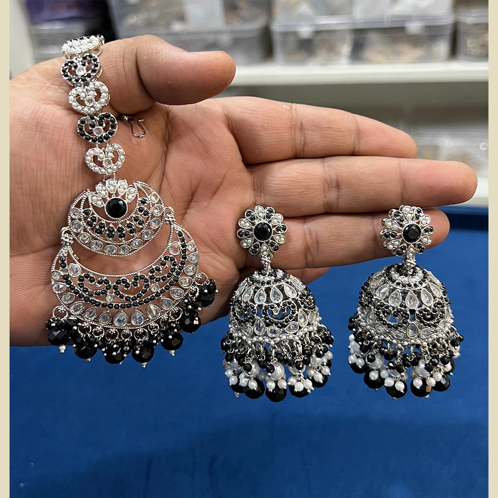 Hira Collection Pota Stone Dangler Earrings Maang Tikka