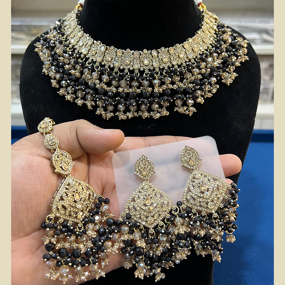 Hira Collection Austrian Stone Necklace Set With Maang Tikka