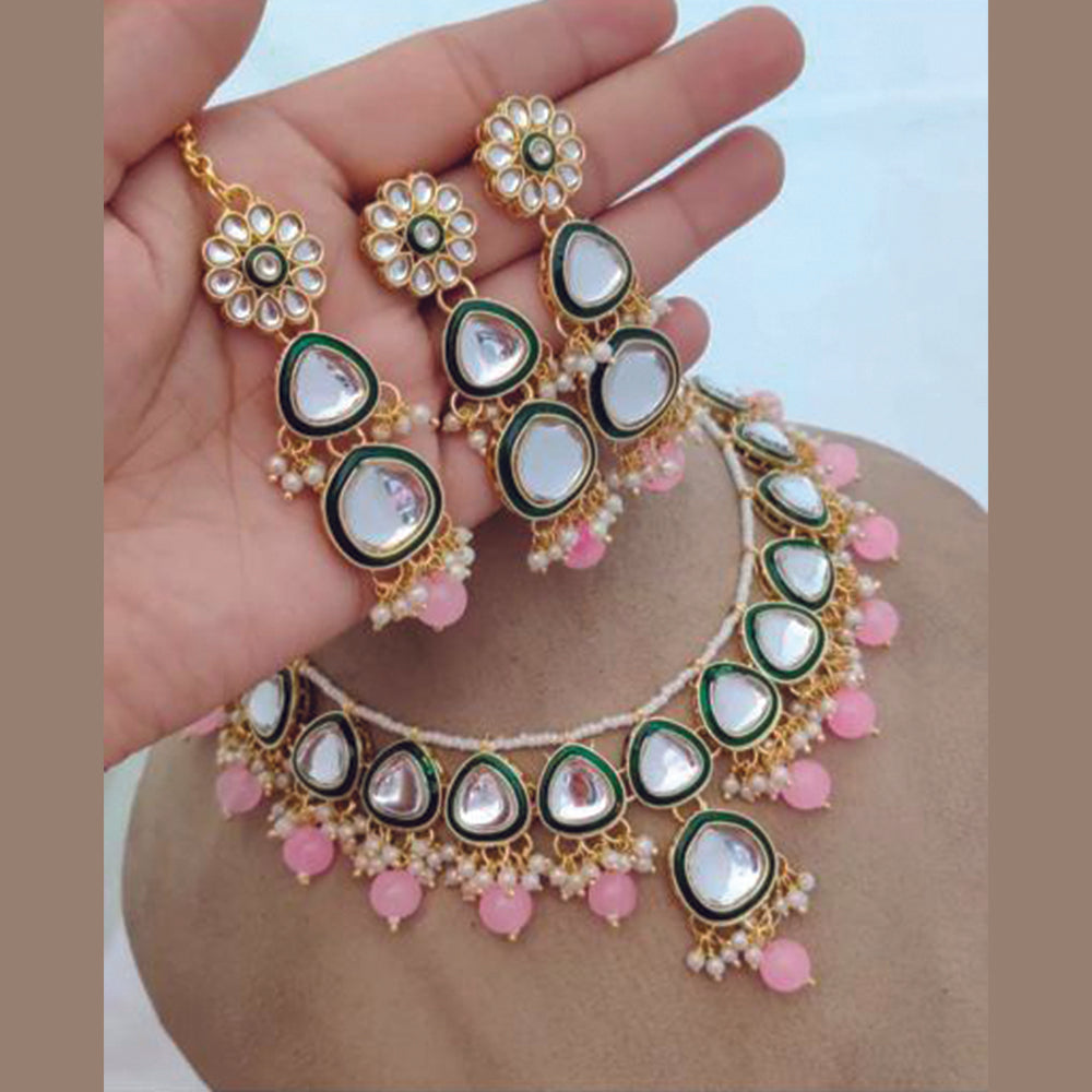 India Art Kundan Stone And Pearl Necklace Set