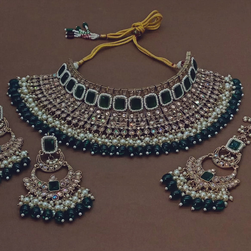 India Art Crystal Stone Choker Necklace Set