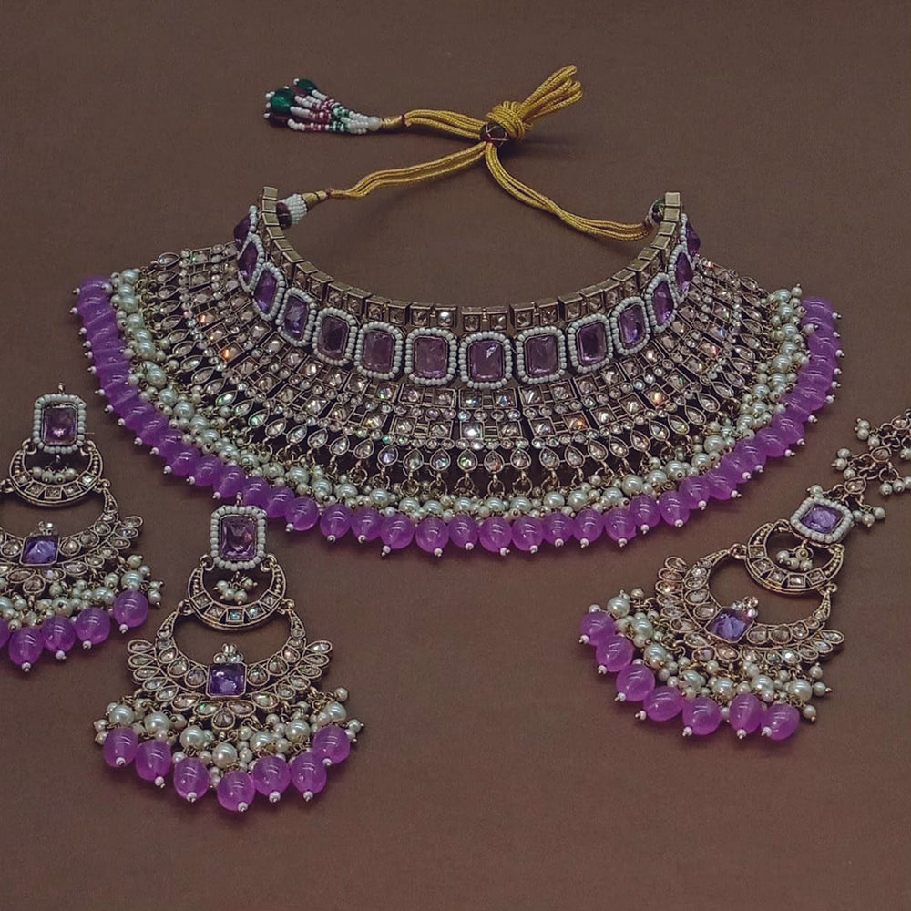 India Art Crystal Stone Choker Necklace Set