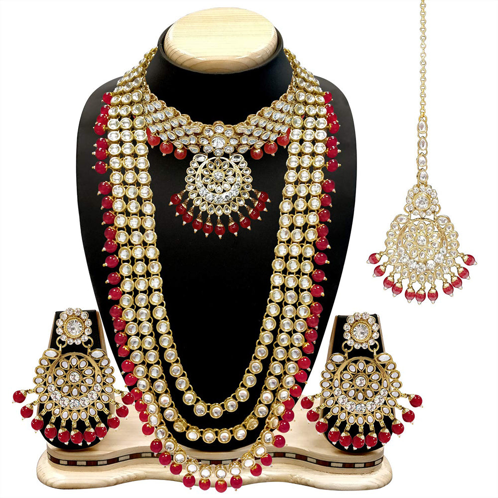 Lucentarts Jewellery Kundan  Stone Bridal Set