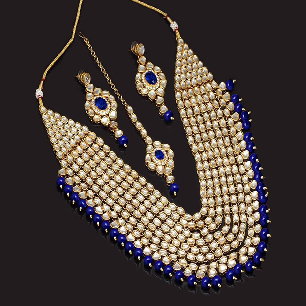 Lucentarts Jewellery Kundan Stone & Beads Necklace Set