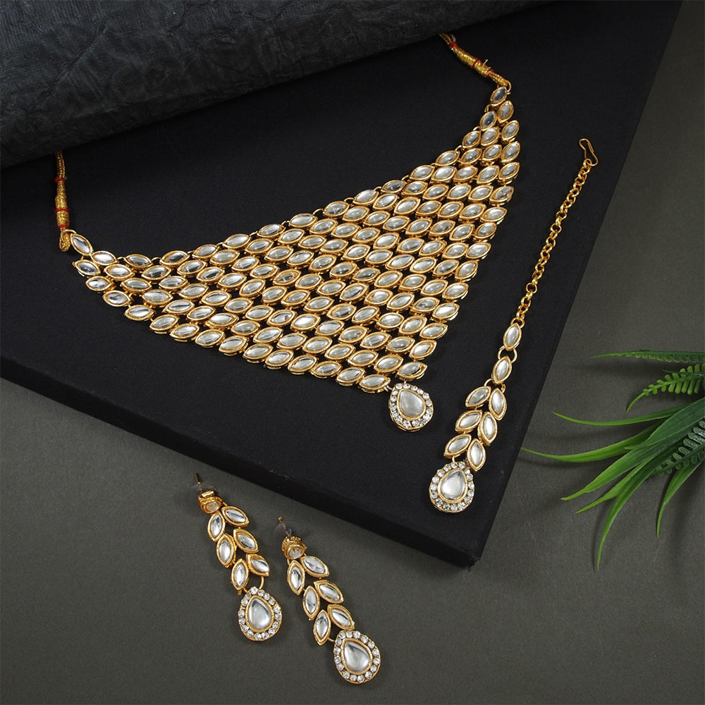 Lucentarts Jewellery Kundan Stone Necklace Set